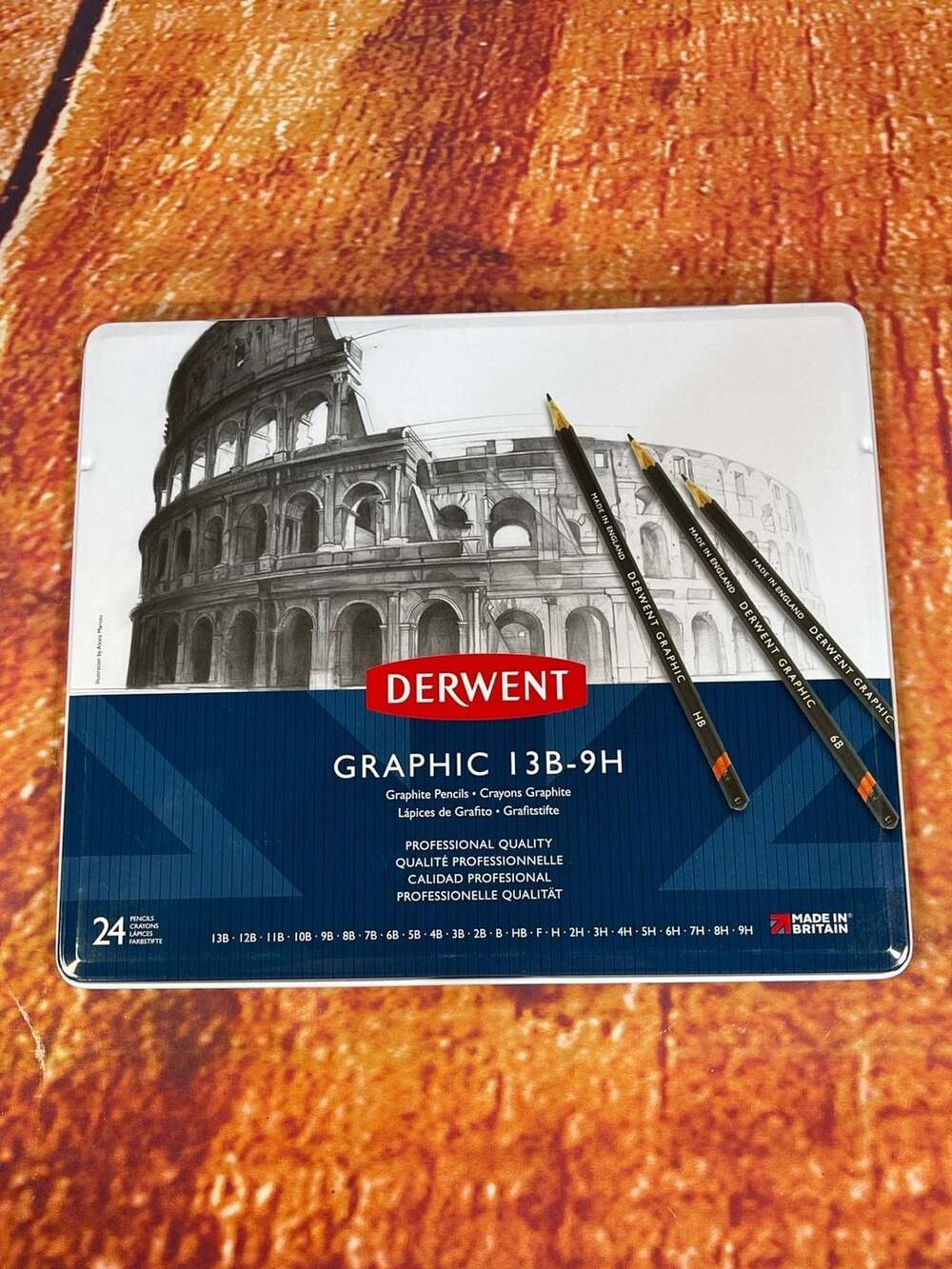 Derwent Graphic Graphite Pencil Set, 24-Piece Tin (13B-9H)